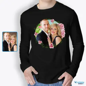 Personalized Anniversary Long Sleeve T-shirt with Custom Floral Design – Perfect Romantic Gift for Husband Custom arts - Floral Design www.customywear.com