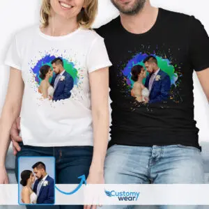 Forever Linked Personalized Custom Photo T-Shirt for Bride and Groom’s Wedding Gift Custom arts - Color Splash www.customywear.com