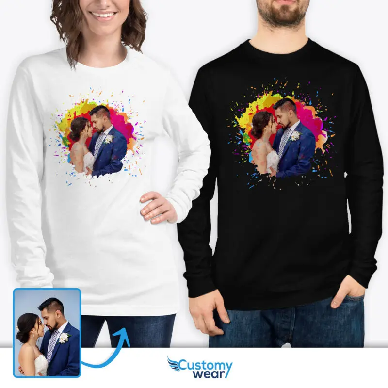 Express Your Love Story with Personalized Custom Image T-Shirt for Couples – Valentine’s Day Gift Idea Custom arts - Color Splash www.customywear.com