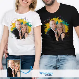 Custom Picture Shirt for Couples: Personalized Anniversary Gifts | Wearable Memories Together Custom arts - Color Splash www.customywear.com