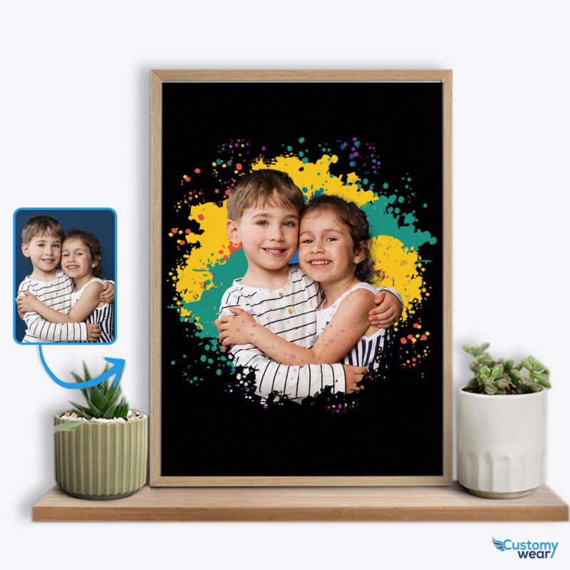 Siblings Custom Picture Poster: Personalized Gifts for Brothers and Sisters | Cherish Sibling Memories Custom arts - Color Splash www.customywear.com