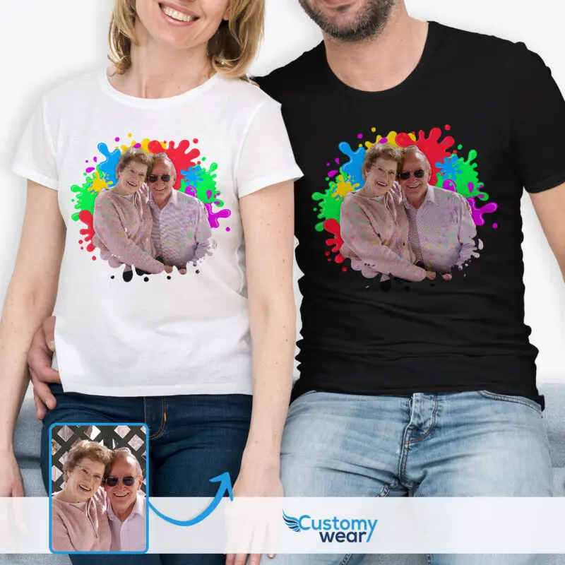 Trending Birthday Gifts for Parents: Personalized Custom Photo T-Shirt Memories Custom arts - Color Splash www.customywear.com