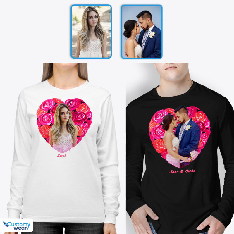 New Beginnings: Custom Valentines Roses Shirt for New Couples | Personalized Tee Custom arts : Flower heart www.customywear.com
