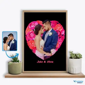 Couple’s Custom Valentines Roses Poster: Your Love, Your Art Custom arts : Flower heart www.customywear.com