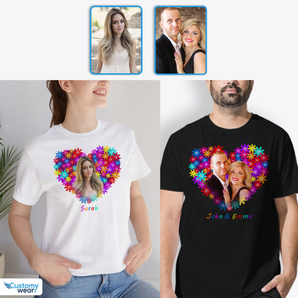 Couple’s Valentine’s Day Gift Idea: Unique Custom Tee Custom arts : Flower heart www.customywear.com