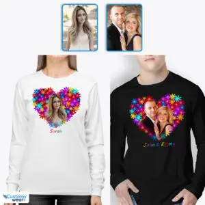 Men & Women’s Valentine’s Day Custom Tee Ideal for Him and Her Custom arts : Flower heart www.customywear.com