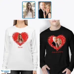 Gf & Bf’s Valentines Flowers Custom Photo T-Shirt: Sharing Love in Style Custom arts : Flower heart www.customywear.com