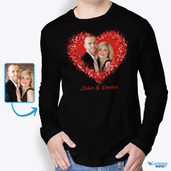 Husband’s Valentine gift : Personalized Flowers Photo Tee Custom arts : Flower heart www.customywear.com