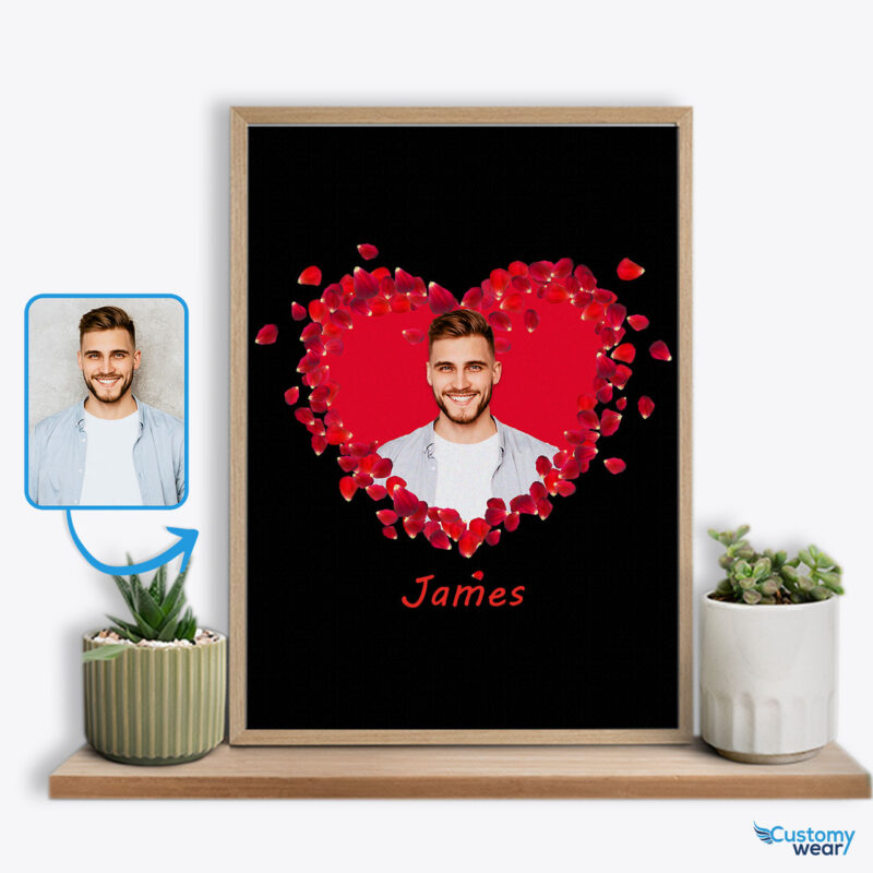 Personalized Valentine Flower Heart Poster for Boyfriend – Heartfelt Bloom Custom arts : Flower heart www.customywear.com
