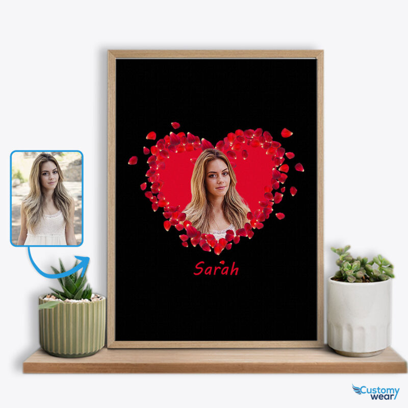 Personalized Valentine Flower Heart Poster for Girlfriend – Blossoming Love Custom arts : Flower heart www.customywear.com