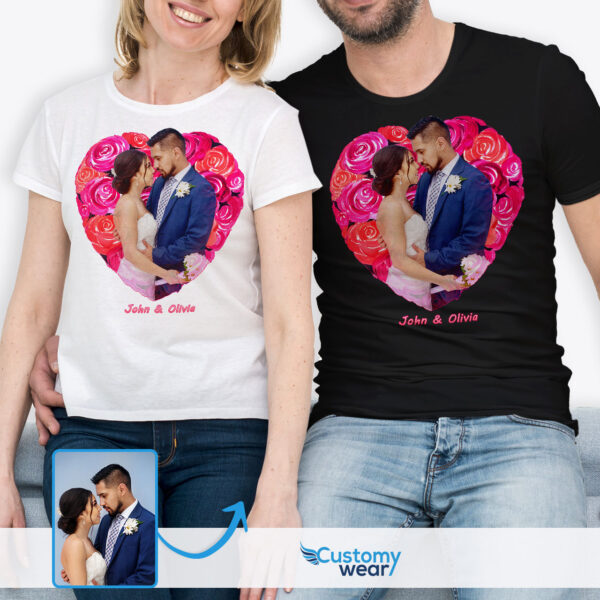 Capturing Romance: Custom Valentines Roses Shirt – Ideal Gift for Couples Custom arts : Flower heart www.customywear.com