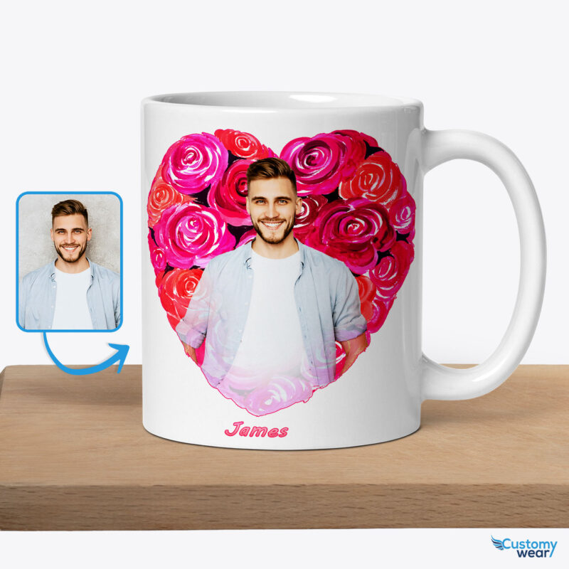 Valentine’s Day Surprise for Boyfriend: Custom Roses Mug Custom arts : Flower heart www.customywear.com