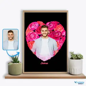 Boyfriend’s Custom Valentines Roses Poster – Personalized Romance Custom arts : Flower heart www.customywear.com