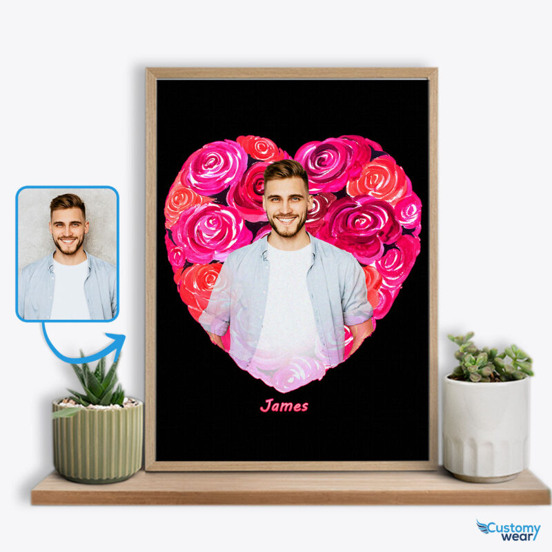 Boyfriend’s Custom Valentines Roses Poster – Personalized Romance Custom arts : Flower heart www.customywear.com