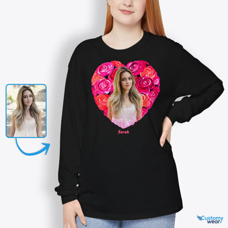 Custom Valentines Roses T-Shirt: Personalized Photo Artwork for Your Valentine Custom arts : Flower heart www.customywear.com