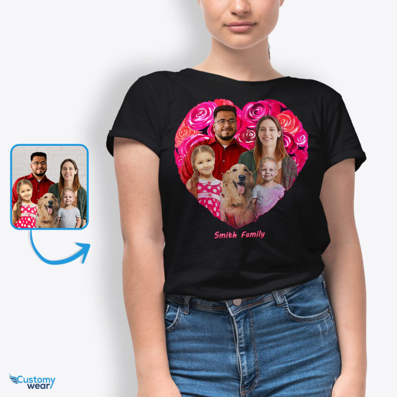 Wife’s Custom Valentines Roses T-Shirt: Your Memories, Your Artwork Custom arts : Flower heart www.customywear.com