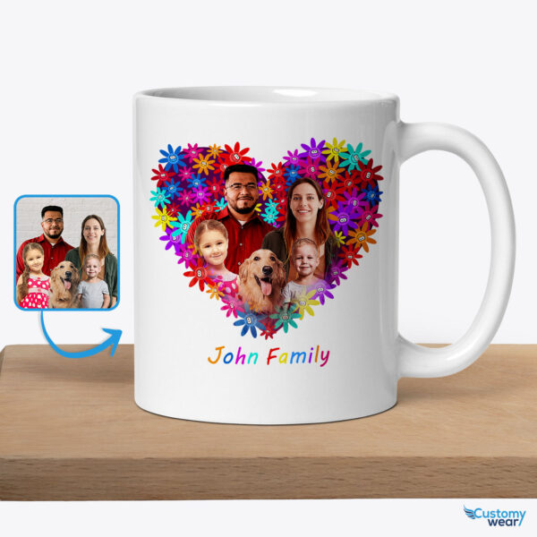 Valentine’s Day Custom Mug: Cherish Moments with Your Family Custom arts : Flower heart www.customywear.com