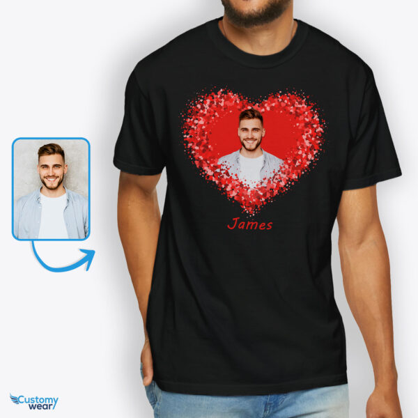 Men’s Valentines Flowers Custom Photo T-Shirt: Personalized Romance gift Custom arts : Flower heart www.customywear.com