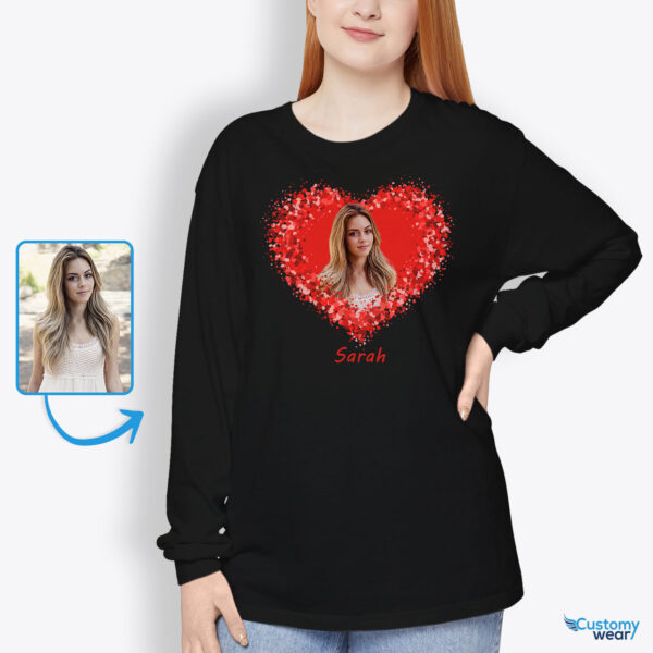 Women’s Valentines Flowers Custom Photo T-Shirt – Personalized Gift for Women Custom arts : Flower heart www.customywear.com