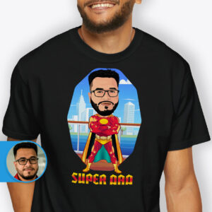 Personalized Fathers Day Shirts Axtra – Superhero – men www.customywear.com