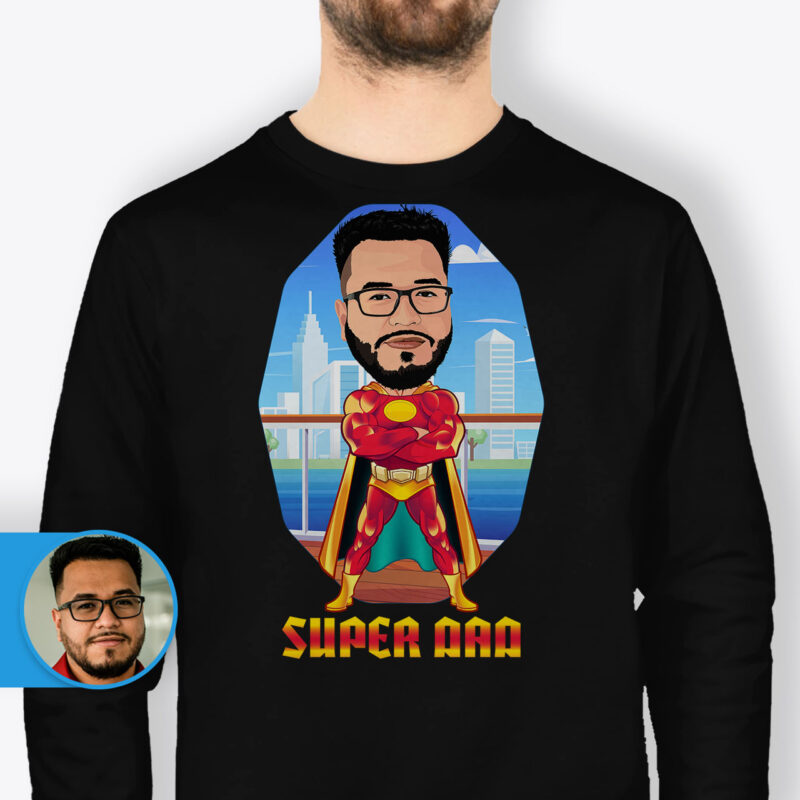 Custom Dad T-Shirt – Personalized Tee for Father Axtra – Superhero – men www.customywear.com