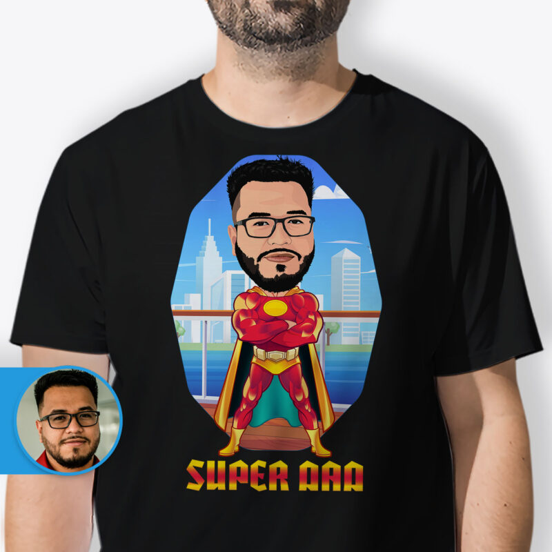 Dad Personalized Shirt – Custom Superhero Tee for Father Axtra – Superhero – men www.customywear.com