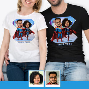 Custom Superhero T-Shirt for Couple – Personalized tee Axtra - Ai superhero www.customywear.com