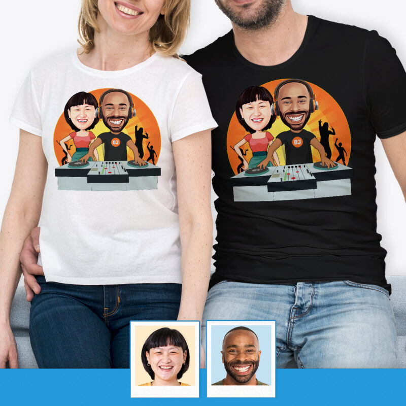Personalized DJ T-shirt for Couple Axtra - Dj orange www.customywear.com
