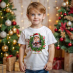 Custom Father Christmas T-Shirt for Girls – Unique Custom Christmas Shirt for Girls Axtra – Ai Santa Claus Floral tree www.customywear.com 6