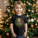 Custom Father Christmas T-Shirt for Girls – Unique Custom Christmas Shirt for Girls Axtra – Ai Santa Claus Floral tree www.customywear.com 5