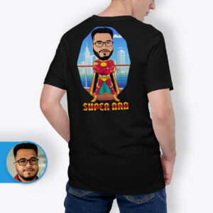 Dad Personalized Shirt – Custom Superhero Tee for Father Axtra – Superhero – men www.customywear.com