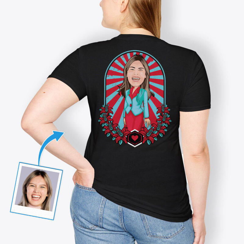 Women’s Fitted Custom T Shirts – Hand-drawn Shirt Axtra - Selfie mirror www.customywear.com
