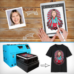 Women’s Fitted Custom T Shirts – Hand-drawn Shirt Axtra - Selfie mirror www.customywear.com