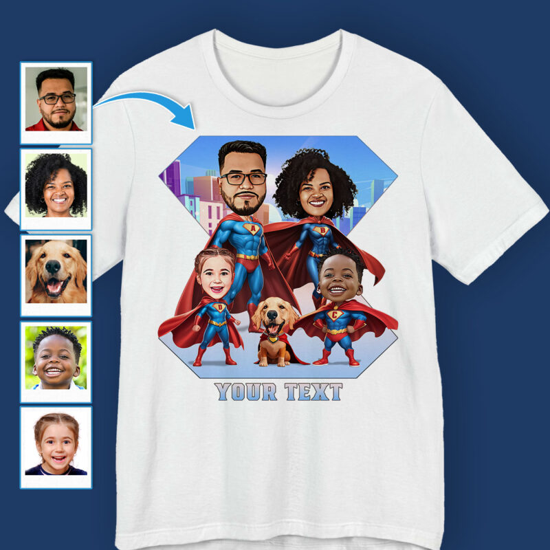 Personalized Superhero Family Tee – Custom fashion tee Axtra - Ai superhero www.customywear.com