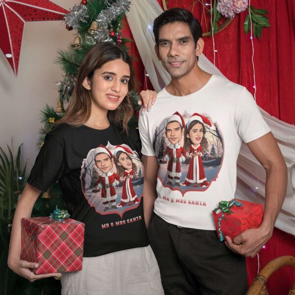 Matching Christmas Shirts – Funny Tees for Loving Couple Axtra - Ai - Santa Claus www.customywear.com 2