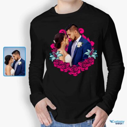 Personalized Floral Art Valentine’s Day T-Shirt for Him – Customizable V-Day Gift Idea Custom Gifts - Floral Design www.customywear.com