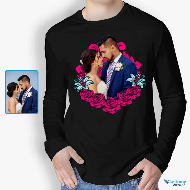 Personalized Floral Art Valentine’s Day T-Shirt for Him – Customizable V-Day Gift Idea Custom Gifts - Floral Design www.customywear.com 6