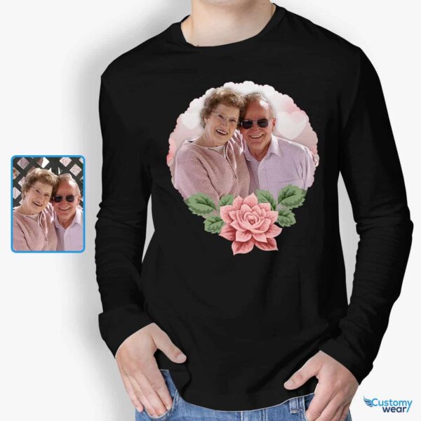 Custom Floral Art Long Sleeve T-Shirt – Personalized Anniversary Gift for Husband Custom Gifts - Floral Design www.customywear.com