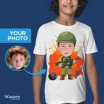 Custom Army Boy with Gun Shirt | Personalized Military Youth Tee Boy's T-shirts www.customywear.com 5