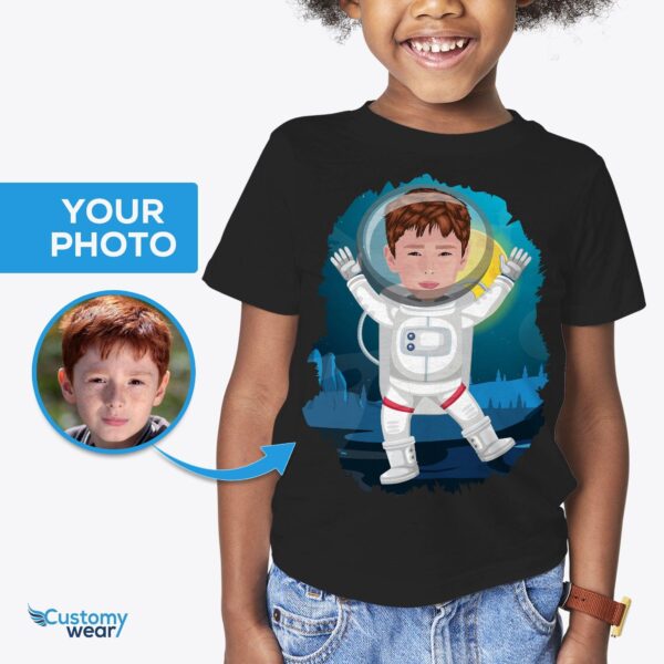 Custom Astronaut Boy Shirt | Personalized Young Kid Moon Landing Tee Boy's T-shirts www.customywear.com