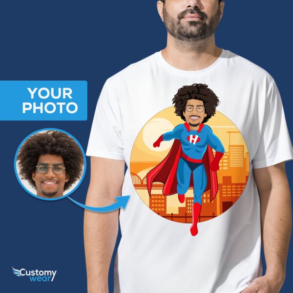 Customizable Blue Superhero T-Shirt for Men – Personalized Superdad Tee Customizable Short sleeve tees men www.customywear.com