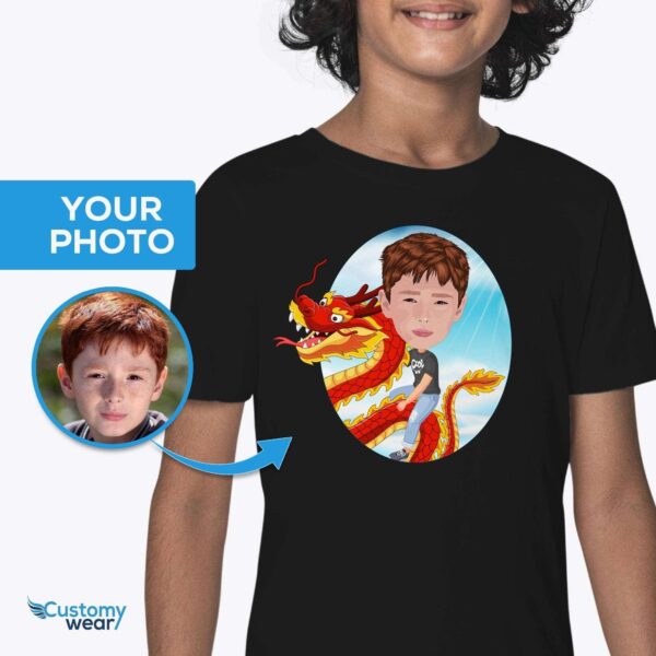 Custom Boys Dragon Riding Shirt – Personalized Youth Fantasy Tee Axtra - ALL vector shirts - male www.customywear.com