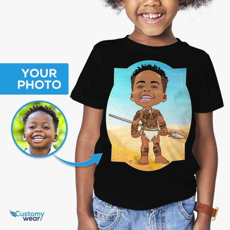 Custom Caveman Youth Boy Shirt | Personalized Ancient African Kids Tee Boy's T-shirts www.customywear.com 5