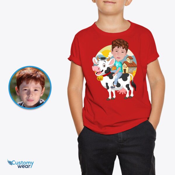 Custom Cow Riding Boy Shirt | Personalized Cowboy Kids Tee Animal Lovers www.customywear.com 3