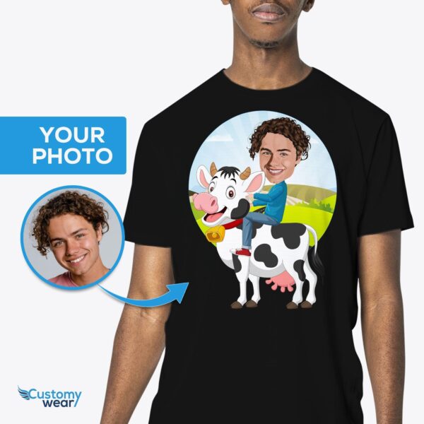 Custom Cow Riding Shirt for Men | Personalized Funny Tee Animal Lovers www.customywear.com