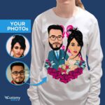 Custom Couples Portrait Tee – Personalized Caricature Anniversary Gifts Long Sleeves for Couple www.customywear.com 6