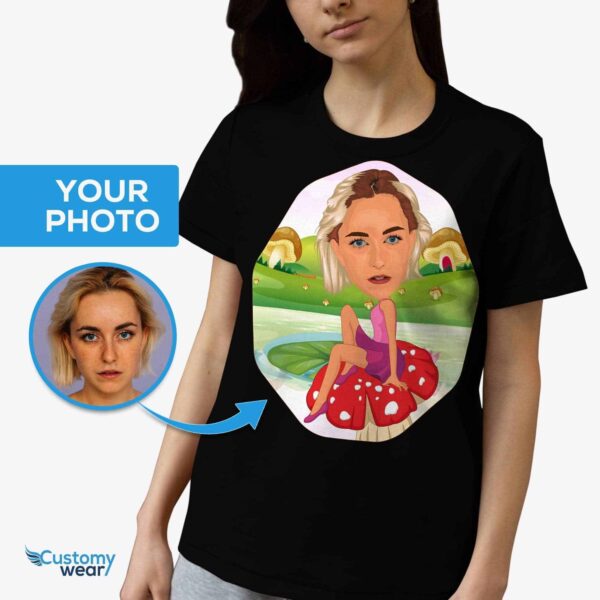 Personalized Mushroom T-Shirt – Custom Photo Tee for Women Customizable Women short sleeves www.customywear.com