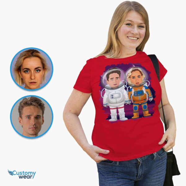 Custom Astronaut Couples Shirts – Personalized Space-Themed Gift for Anniversaries Customizable Couple short sleeves www.customywear.com 2