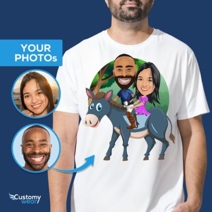 Custom Donkey Couple Shirt – Transform Your Photos into Hilarious Personalized Tee Custom Gifts - Donkey Ride www.customywear.com