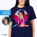 Personalized Angelic Portrait T-Shirt – Transform Your Photo into a Custom Masterpiece Customizable Women short sleeves www.customywear.com 6